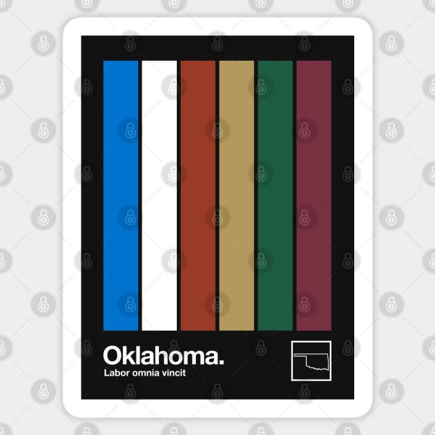 Oklahoma State Flag  // Original Minimalist Artwork Poster Design Sticker by DankFutura